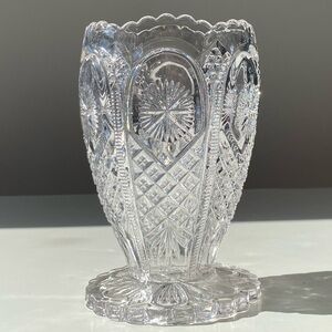 Antique 1907 Tarentum Glass Co. "Ornate Star" EAPG Celery Vase - 6" Tall